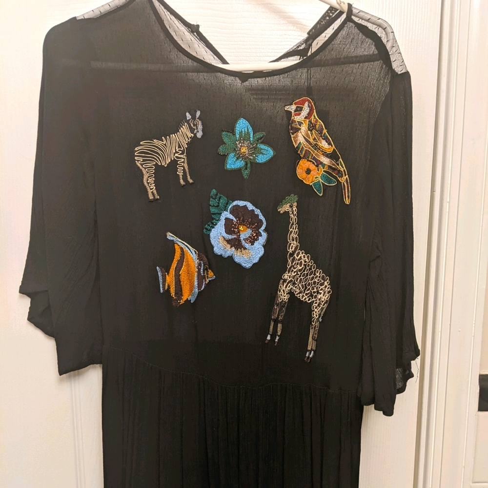 Zara embroidered maxi dress NWT